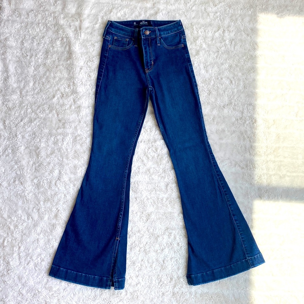 Hollister Curvy High Rise Vintage Flare Jeans size 13 31 x 30 Soft Stretch Blue